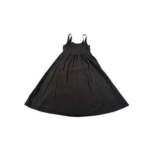 Old Navy Fit Flare Linen Blend Midi Dress Sweetheart Neck SZ Small Pockets